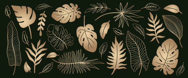 istock Tropical plant leaf set.Botanical floral element background.Design for home decor, fabric, carpet, wrapping 1249973228