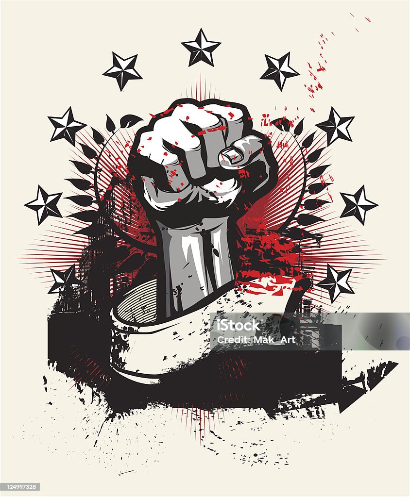 Fist revolution banner Rolled Up stock vector