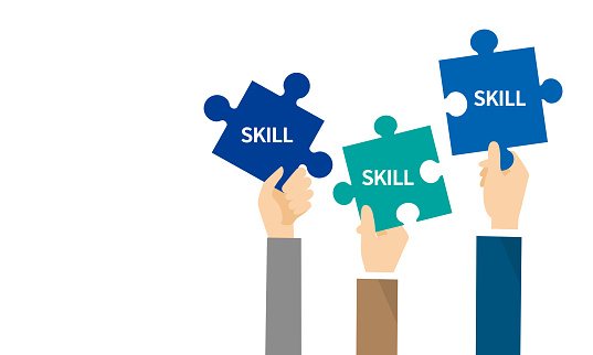 People Holding Puzzle Written Skill Matching Image Simple Illustration ...