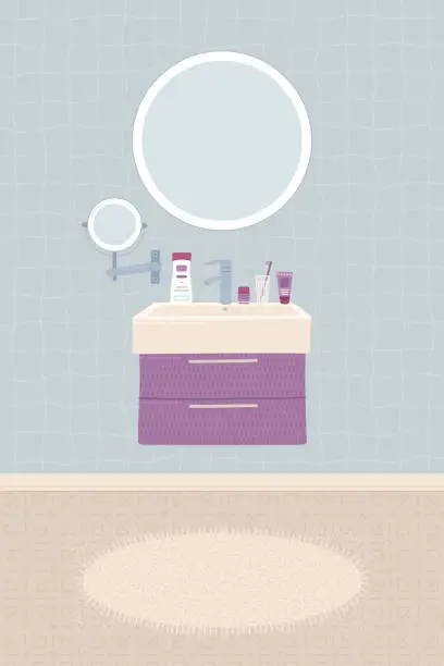 Vector illustration of Cartoon bathroom interior background