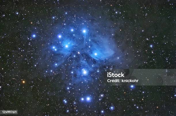 Star Cluster M45 The Pleiades Stock Photo - Download Image Now - Astronomy, Astrophotography, Black Background