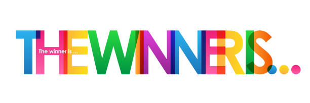 ilustrações de stock, clip art, desenhos animados e ícones de the winner is... colorful typography banner - congratulating achievement third place award