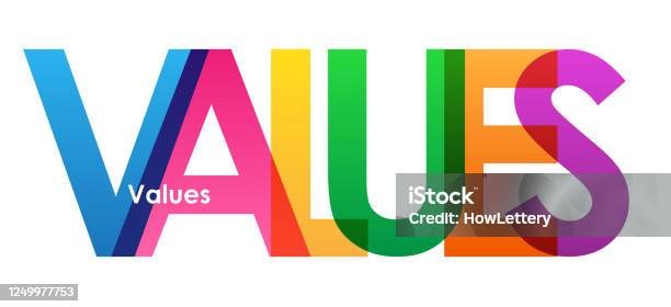Values Corner Lettering Values Colorful Typography Banner Stock Illustration - Download Image ...