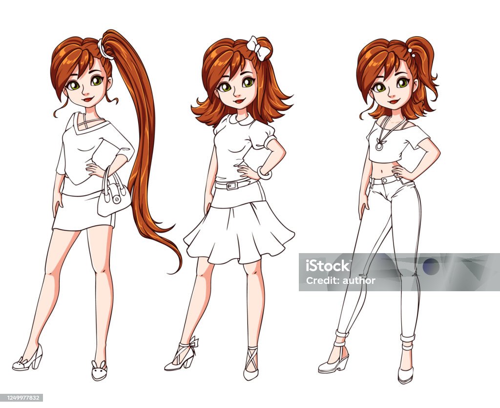 Ilustración de Conjunto De Tres Chicas Lindas Con Diferentes Cortes De Pelo Y Ropa Cuerpo De Color Con Traje Blanco Ilustración De Dibujos Animados Dibujada A Mano Se Puede Utilizar Para Colorear Ilustración de Conjunto De Tres Chicas Lindas Con Diferentes Cortes De Pelo Y Ropa Cuerpo De Color Con Traje Blanco Ilustración De Dibujos Animados Dibujada A Mano Se Puede Utilizar Para Colorear