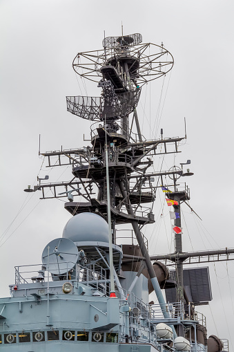 antennas at a battleship seen in Northern Germany