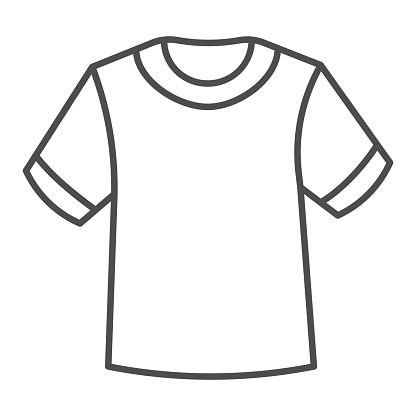 T-shirt thin line icon, Summer clothes concept, unisex shirt sign on white background, casual t-shirt icon in outline style for mobile concept and web design. Vector graphics