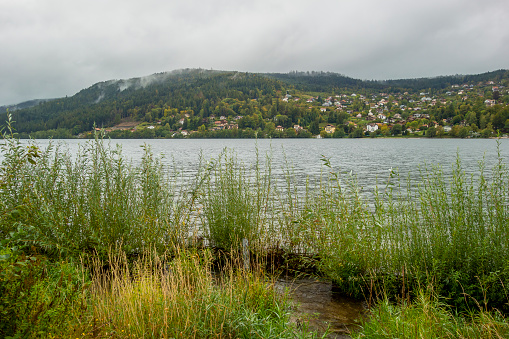 waterside scenery around Gerardmer in France, a commune in the Vosges department in Grand Est in northeastern France