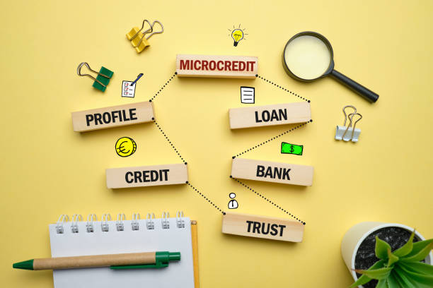 istock The concept of microcredit and basic links with icons. 1249985337