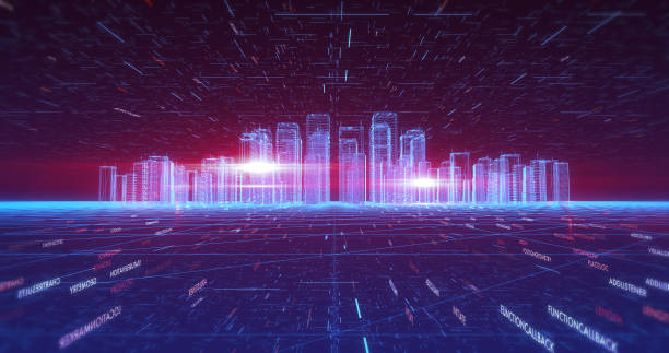 istock Futuristic Digital City. Technology And Business Concept. 3D Illustration Render. 1249985372