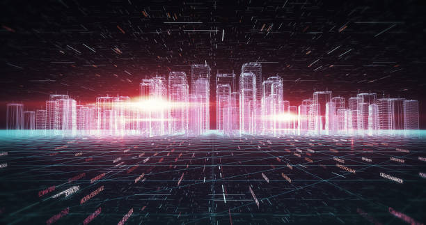 istock Futuristic Digital City. Technology And Business Concept. 3D Illustration Render. 1249986807