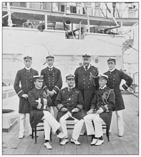 istock Antique photograph of British Navy and Army: Naval commander in chief on the 