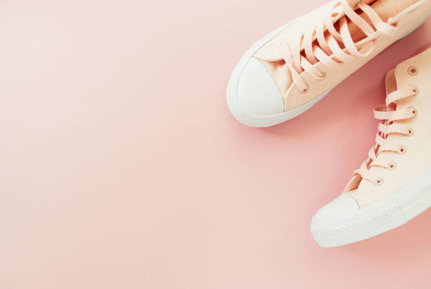 istock Flat lay of female sneakers 1249989752