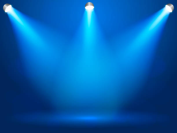 istock Light rays on a blue background. Vector stock illustration for poster or banner 1249990910
