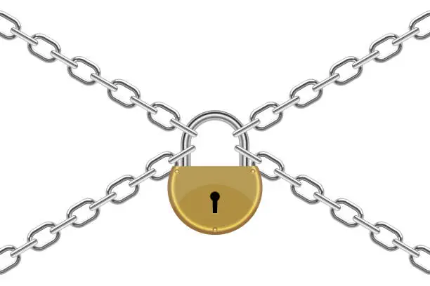 Vector illustration of Padlock with chain vector design illustration isolated on white background