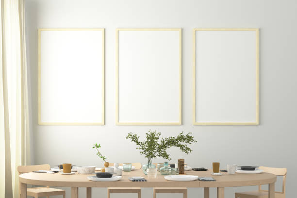 istock Vertical blank poster on wall in interior of modern dining room 1249992259