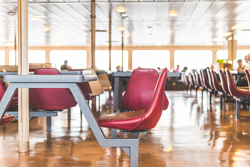 scene of seat in cafeteria in ferry.