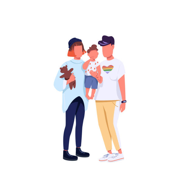 ilustrações, clipart, desenhos animados e ícones de personagens sem rosto do vetor de cor plana da família do mesmo sexo - homosexual couple illustrations