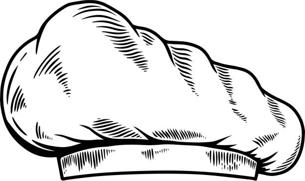 ilustraciones, imágenes clip art, dibujos animados e iconos de stock de ilustración del sombrero del chef en estilo grabado. elemento de diseño para etiqueta, signo, póster, camiseta. ilustración vectorial - chef italian culture isolated french culture