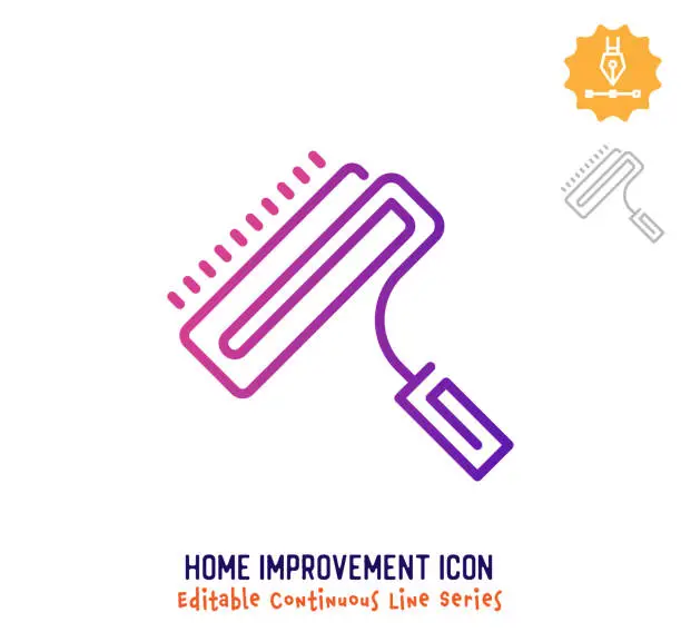 Vector illustration of Home Improvement Continuous Line Editable Icon