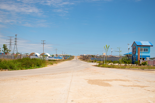 Papua New Guinea, Port Moresby, 7 of October. Chinese builders YFIG Group installed new gates and security outpost at Kennedy Estate 7 mile. Safety and security are the most important priorities