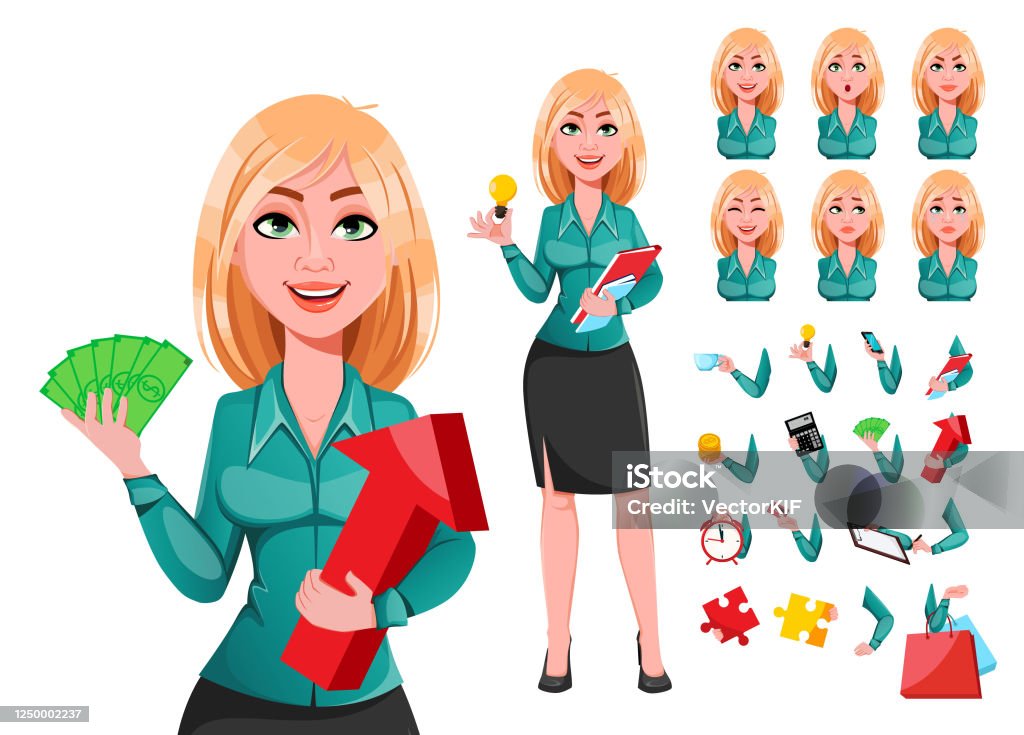 Blond Businesswoman Cartoon Character Stock Illustration - Download Image  Now - Beautiful Woman, Blond Hair, Adult - iStock