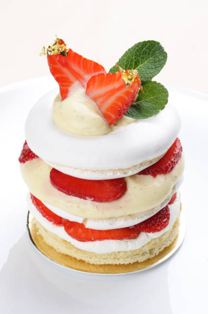 istock Strawberry dessert with meringue on a white background 1250002242