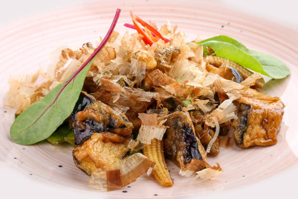 istock Spicy eggplant in oyster sauce. On white background. 1250003121