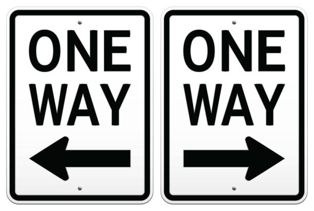 две иллюстрации вектора дорожного знака в одну сторону на белом - one way road sign street single object stock illustrations