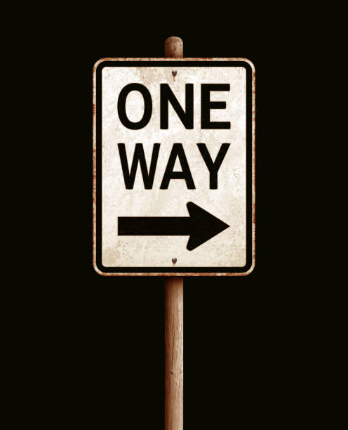 ilustrações de stock, clip art, desenhos animados e ícones de grunge one way road sign vector illustration on dark background - one way sign single object street