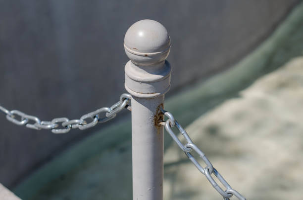 istock Rusty steel chain. Marine chain. The metal column. 1250005008