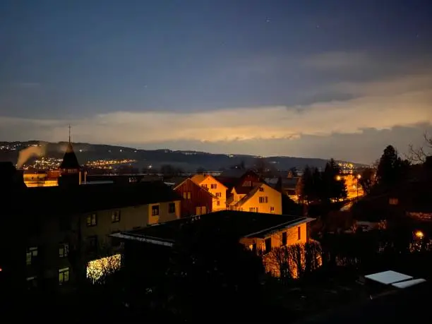 Small Swiss Town in the evening