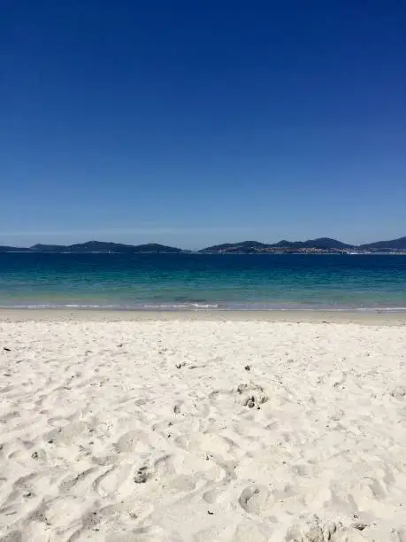 View of the Sea with a mountainious region on the Horizon in Spain.