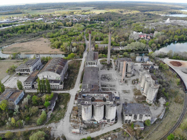 istock Aerial view of abandoned lime plant 1250009200