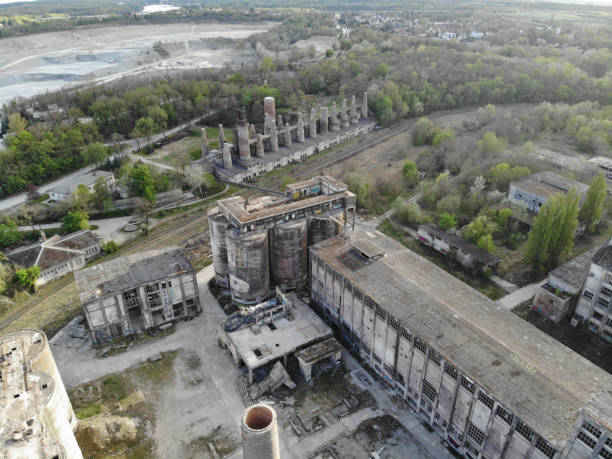 istock Aerial view of abandoned lime plant 1250009765