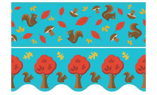 Vector illustration of Fall Harvest Teacher's Classroom Decorations: Bulletin Board Borders