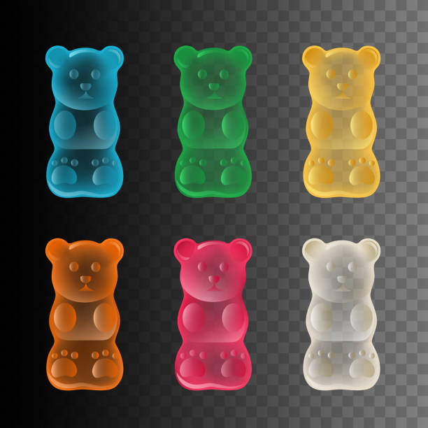 set of colorful gummy bears set of colorful gummy bears vector gummi bears stock illustrations