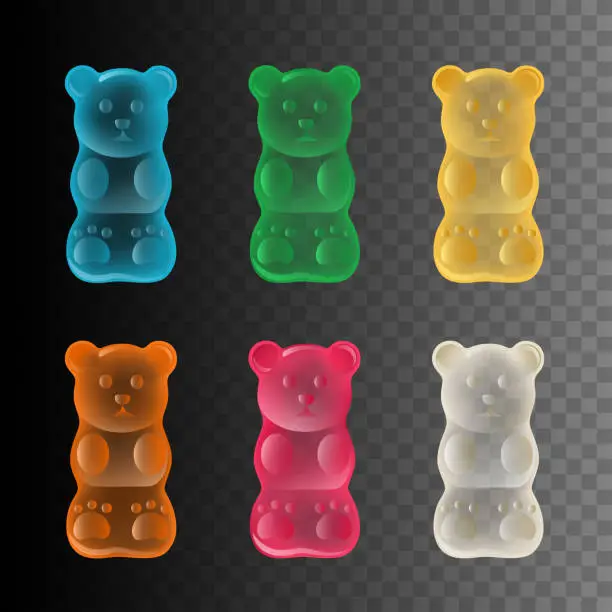 Vector illustration of set of colorful gummy bears