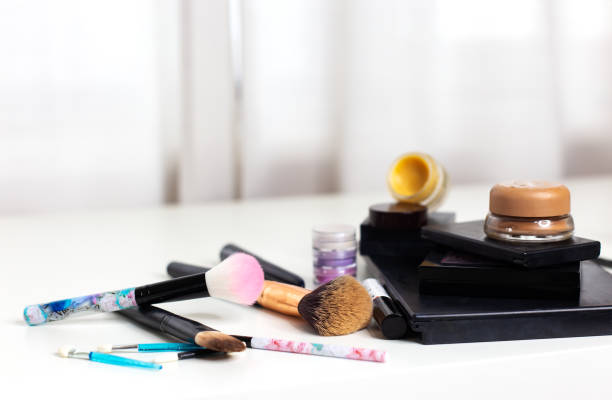 istock Makeup brush and decorative cosmetics on a white background 1250014514