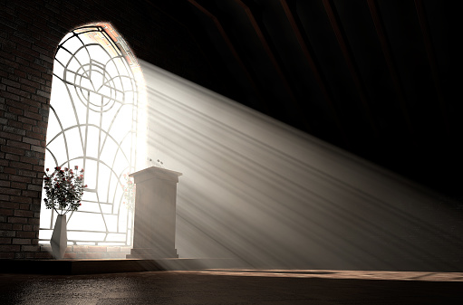 Church Interior Light & Pulpit photo