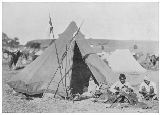 istock Antique photograph of British Navy and Army: Native Bengal tent 1250019045