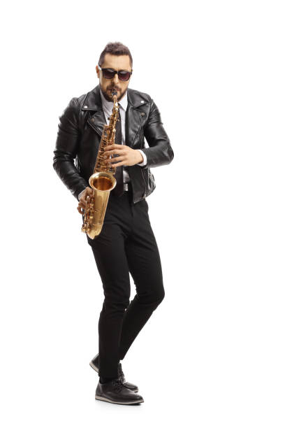 istock Man playing a saxophone and wearing sunglasses 1250020226