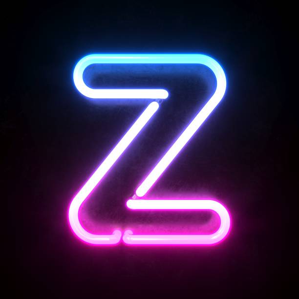 istock Neon 3d font, blue and pink neon light 3d rendering, letter Z 1250020588