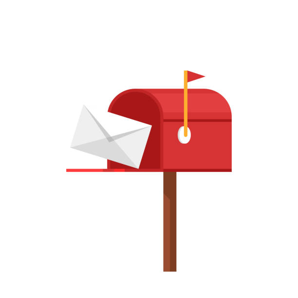 ilustrações de stock, clip art, desenhos animados e ícones de mailbox postage vector container postbox red postal box isolated illustration - postage stamp backgrounds correspondence delivering