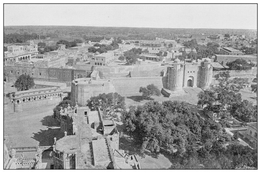 Antique photograph of British Navy and Army: Fort and City of Lahore, Punjab
