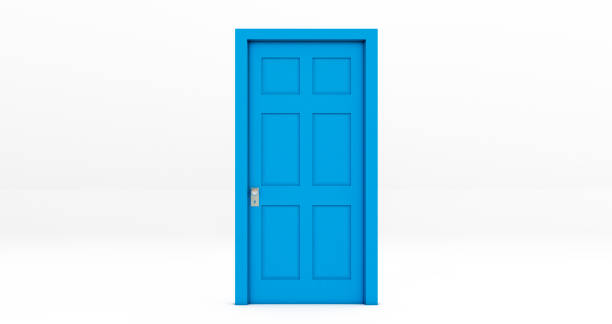 istock blue Closed door isolated on white background.. 3d rendering 1250024236
