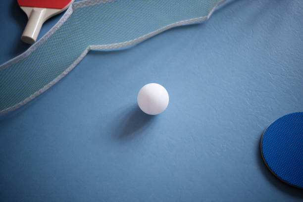 istock Table Tennis ball and racket with net 1250024318