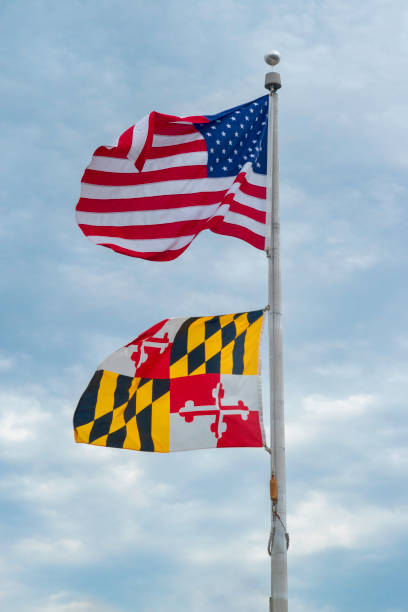 istock US Flag and Maryland Flags Flying 1250026681