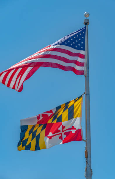istock US Flag and Maryland Flags Flying 1250026683