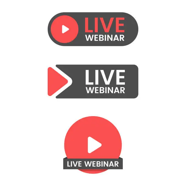 Vector illustration of Live Webinar Button Icon Set Vector Design.