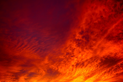 Horizontal nature background of sky in fire colors.